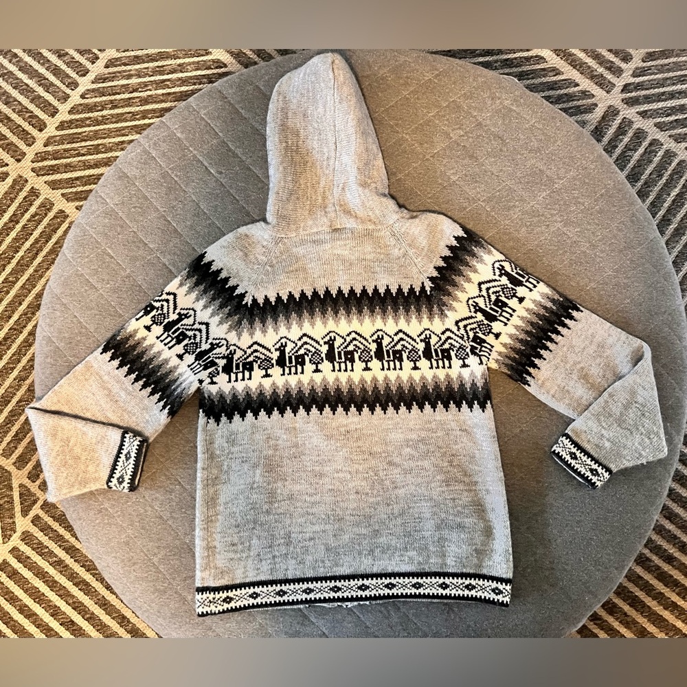 ALPACA Wool Medium Grey Black Hooded Sweater - Picture 8 of 8